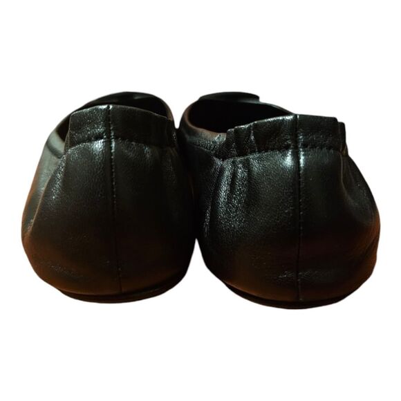 TORY BURCH Minnie Travel Ballet Flats Black Leather - Size 9 1/2 - Picture 4 of 10